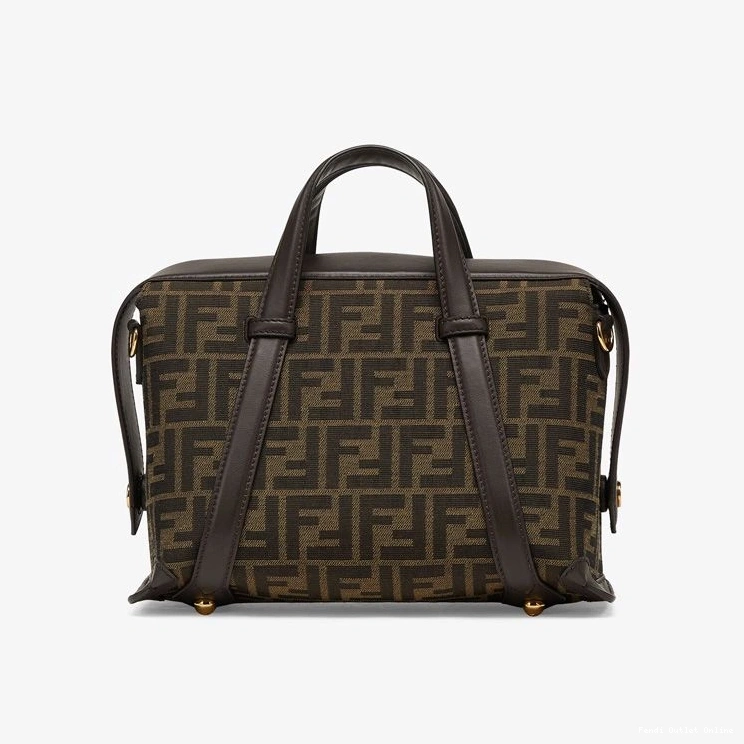 Affordable In Motif Fabric 365 FF Medium Boston Brown Fendi Bag 0807